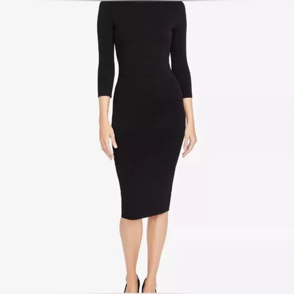 RACHEL Rachel Roy Back Cutout Bodycon Black Midi Dress